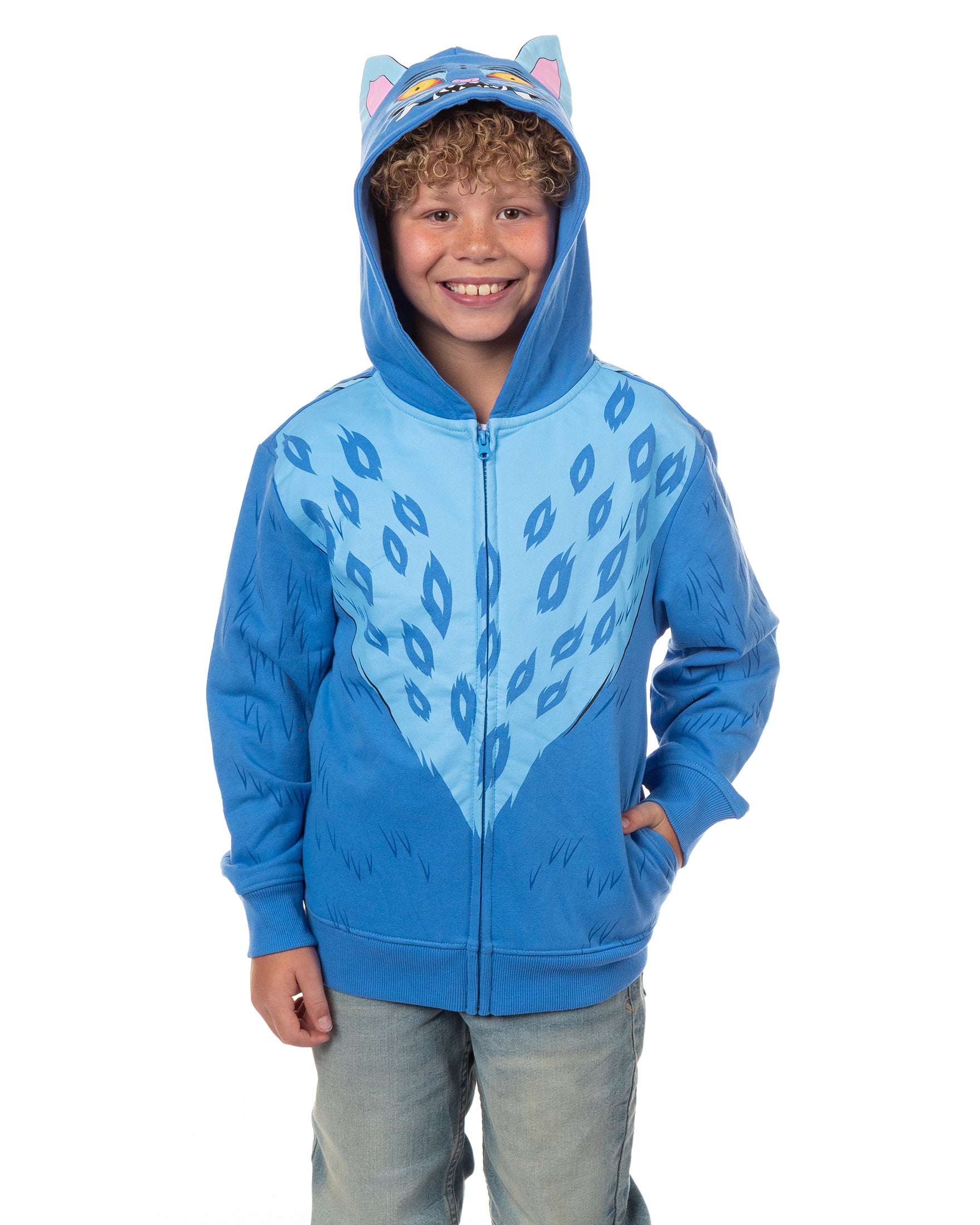 KPop Demon Hunters Hoodie Boy's Derpy Tiger Full-Zip Hooded Sweatshirt