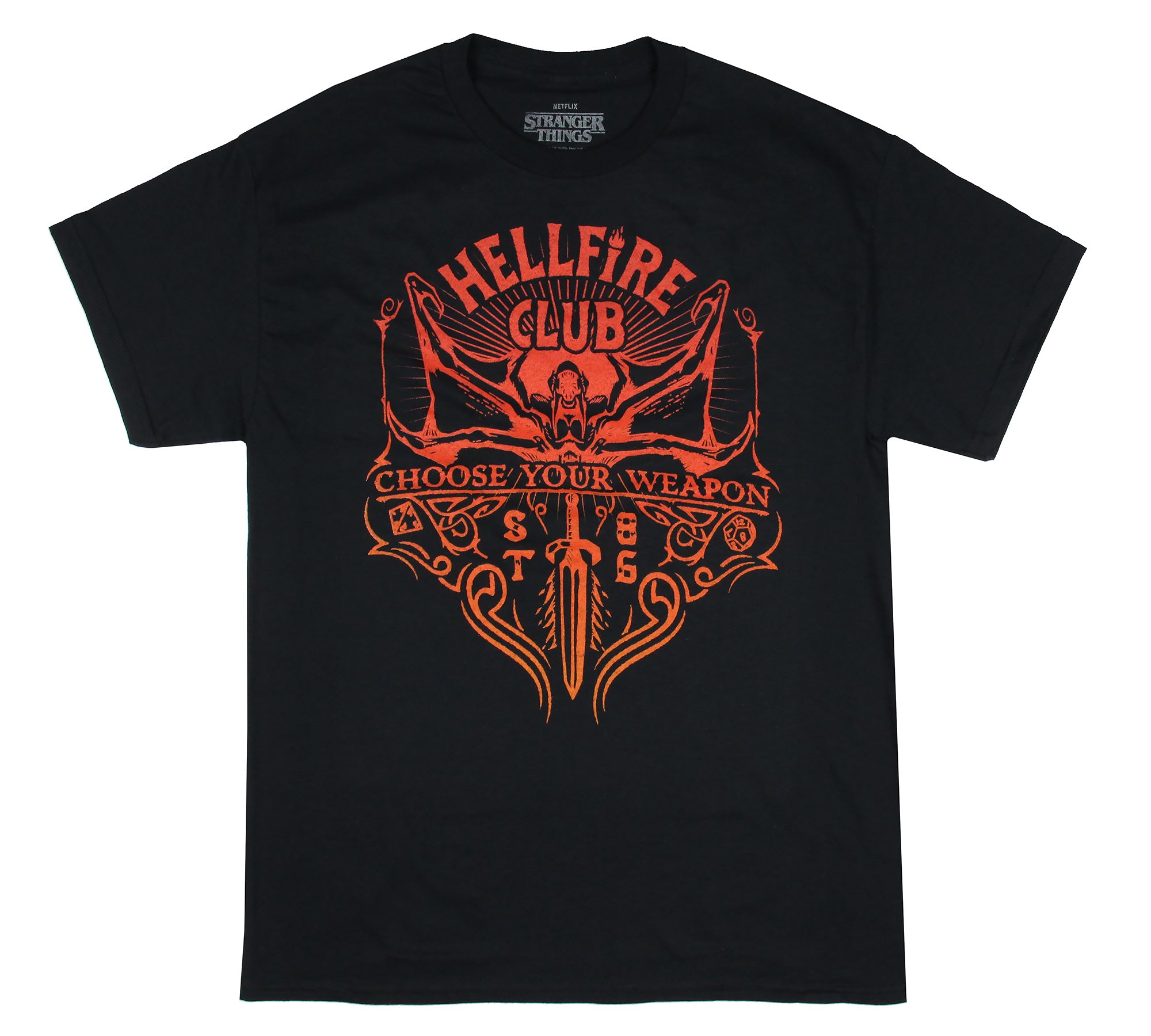 Strangers Things Men's Hellfire Club Choose Your Weapon T-Shirt Tee