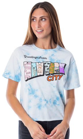 To All The Boys Juniors' Greetings From New York City Tie Dye Crop T-Shirt