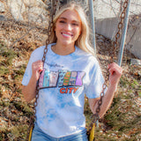 To All The Boys Juniors' Greetings From New York City Tie Dye Crop T-Shirt
