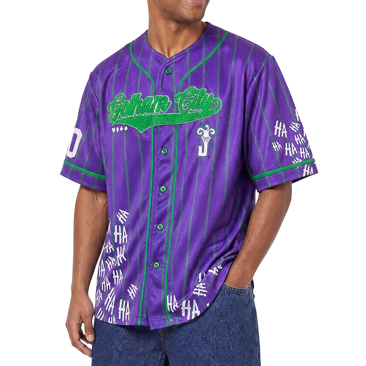 DC Comics Baseball Jersey Joker #40 Gotham City Men's Button Up Shirt