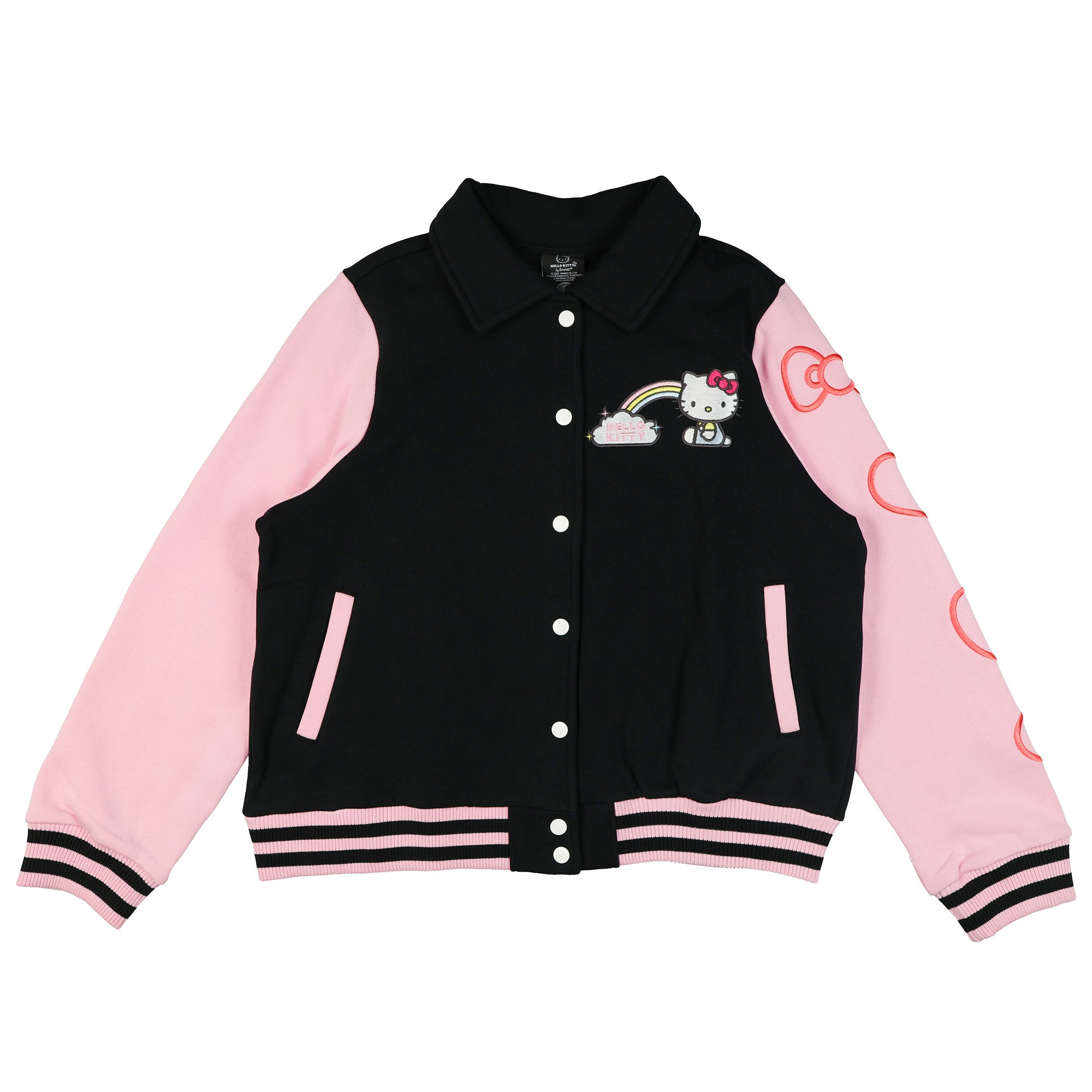 Sanrio Hello Kitty Varsity Jacket Women's Embroidered Patch Button Up