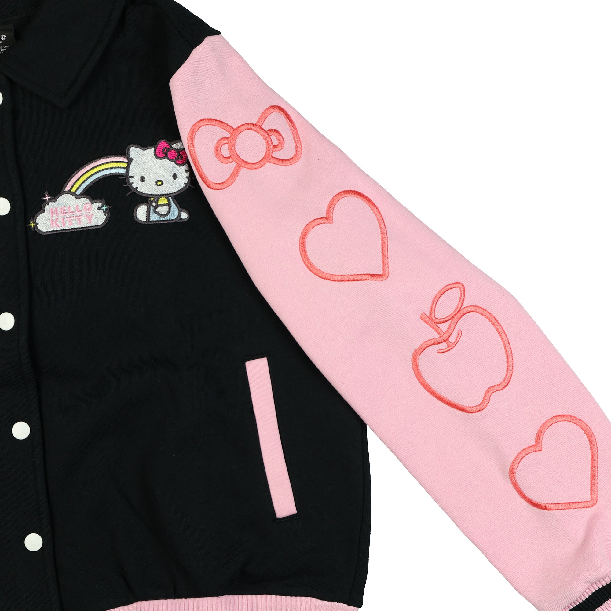 Sanrio Hello Kitty Varsity Jacket Women's Embroidered Patch Button Up