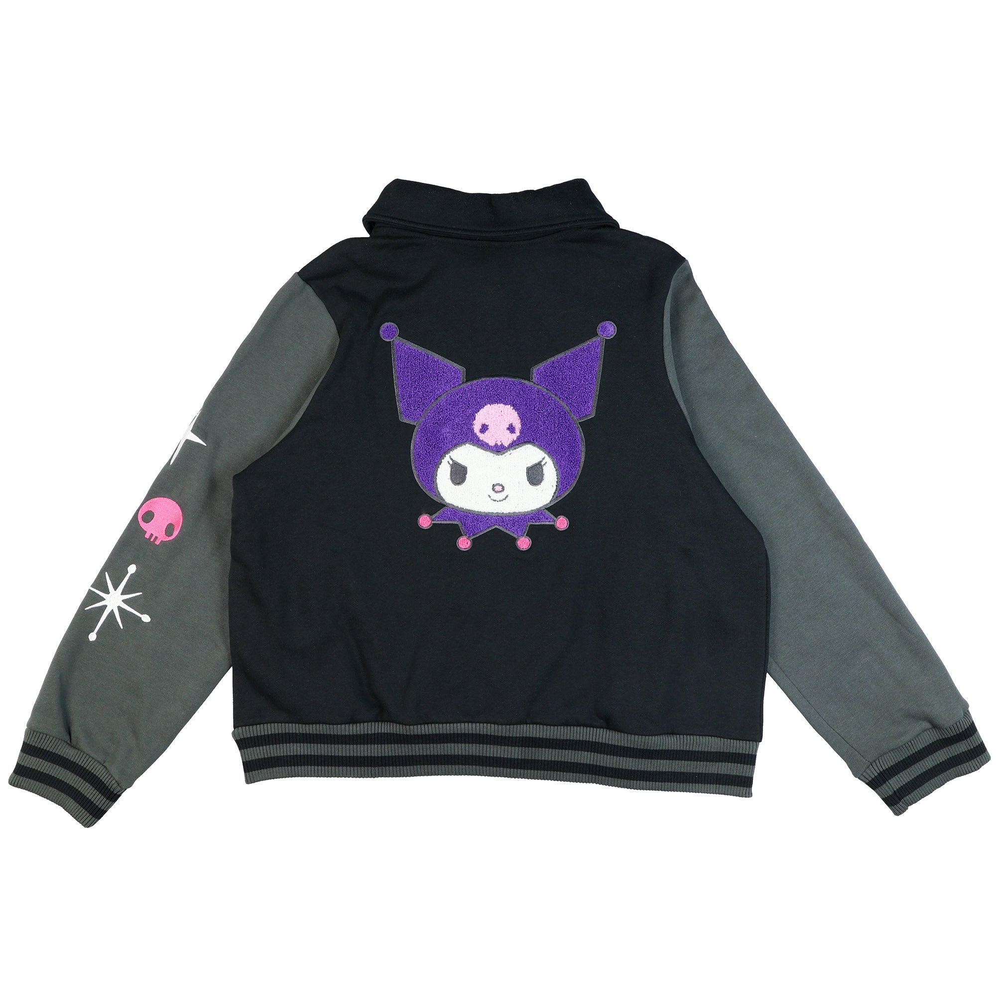 Sanrio Kuromi Varsity Jacket Women's Embroidered Patch Button Up