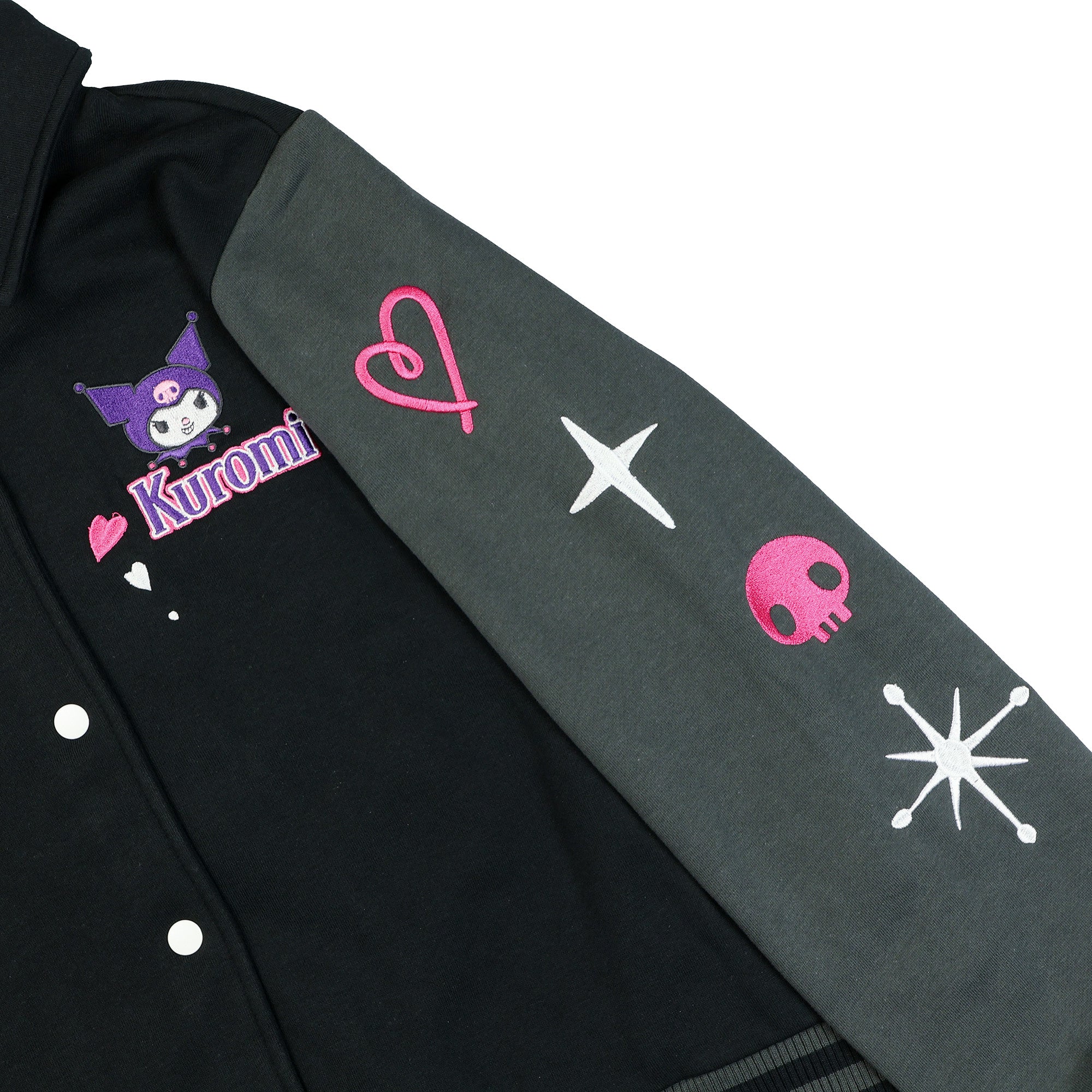 Sanrio Kuromi Varsity Jacket Women's Embroidered Patch Button Up