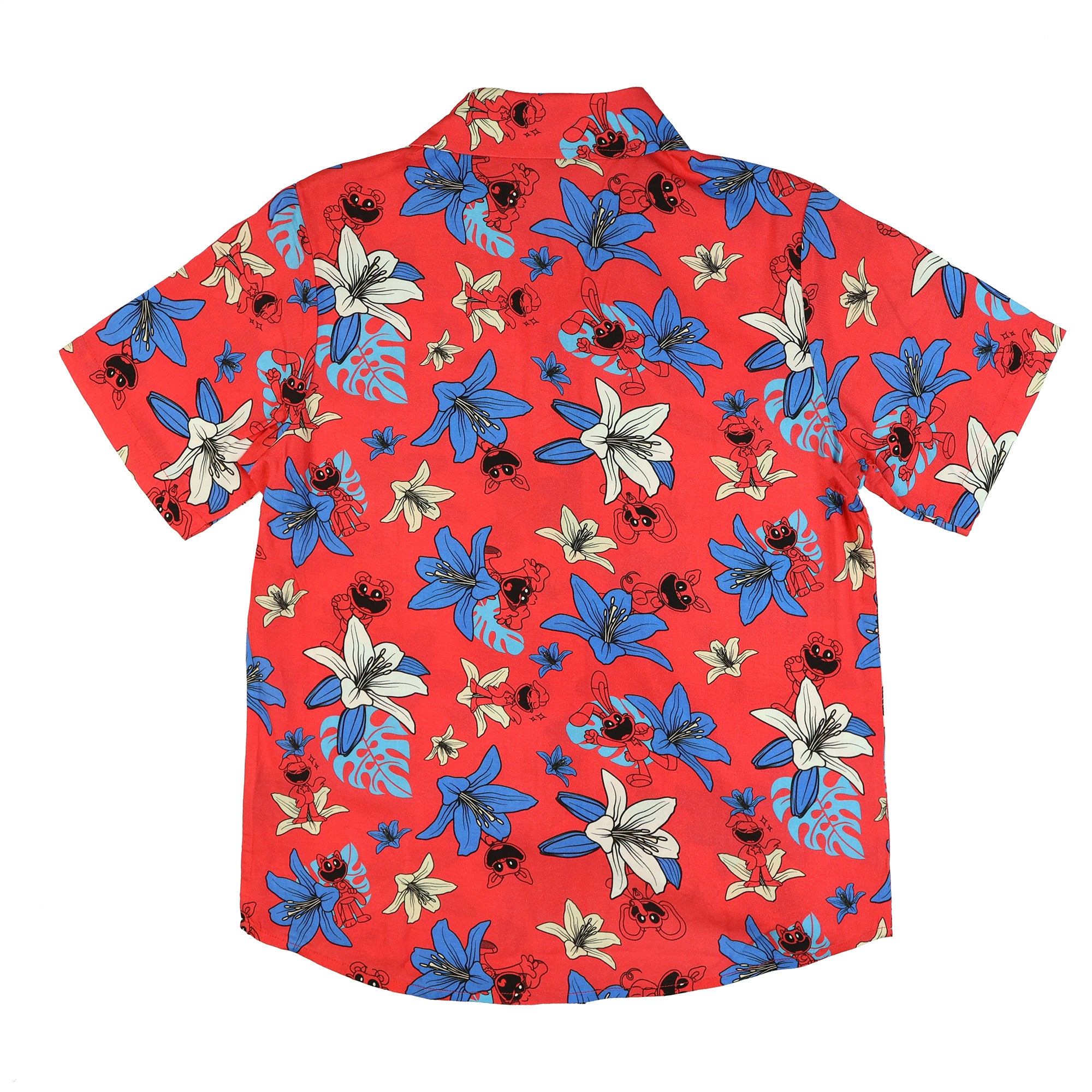 Poppy Playtime Hawaiian Shirt Boys' Tropical Print Button-Up Woven Top
