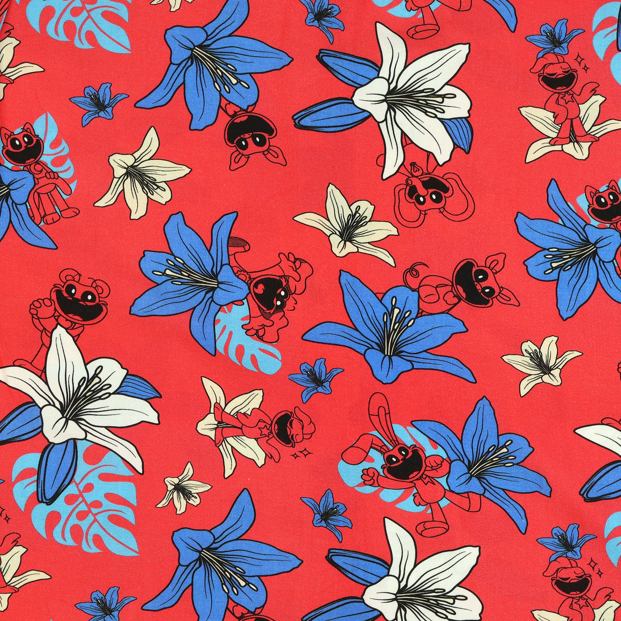 Poppy Playtime Hawaiian Shirt Boys' Tropical Print Button-Up Woven Top