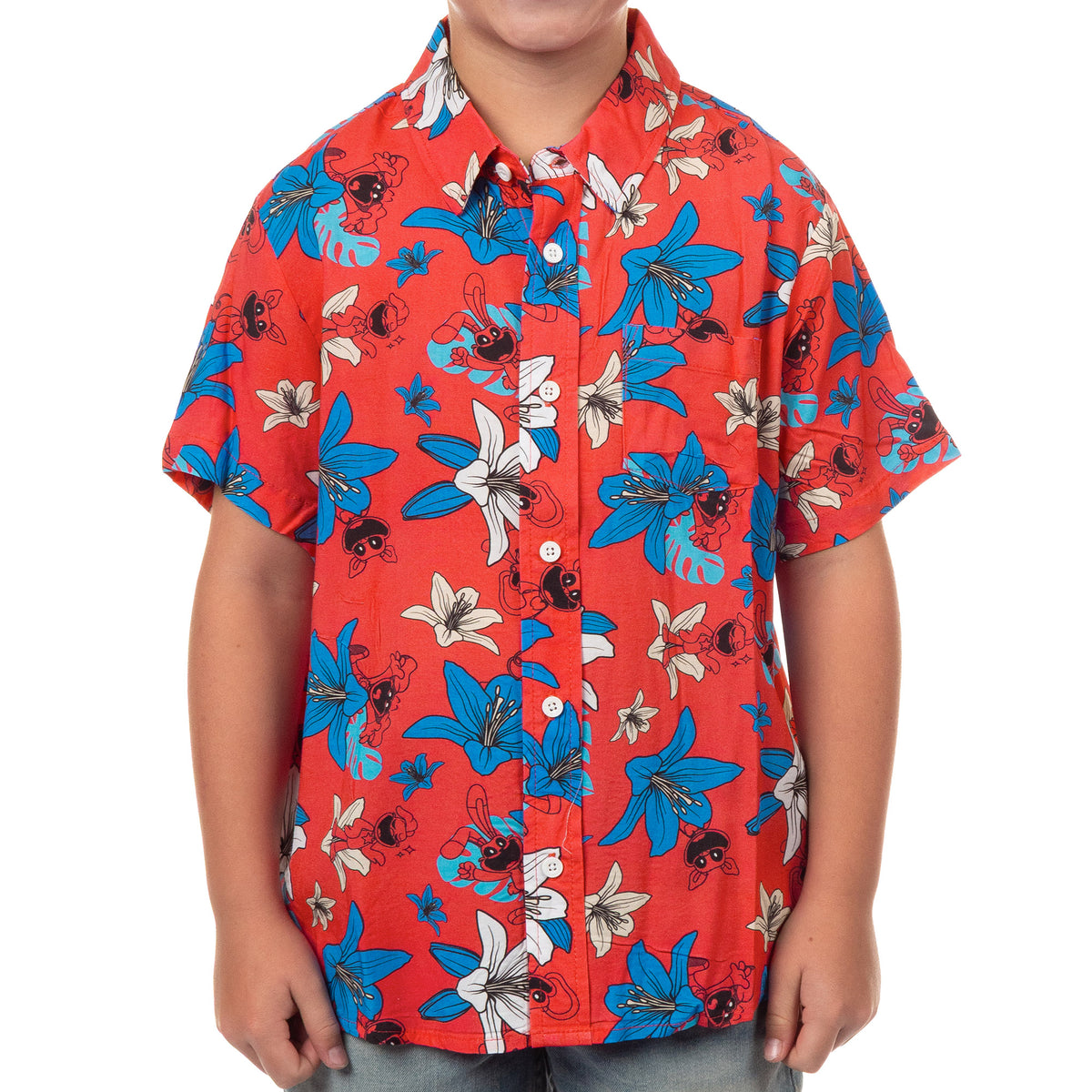 Poppy Playtime Hawaiian Shirt Boys' Tropical Print Button-Up Woven Top