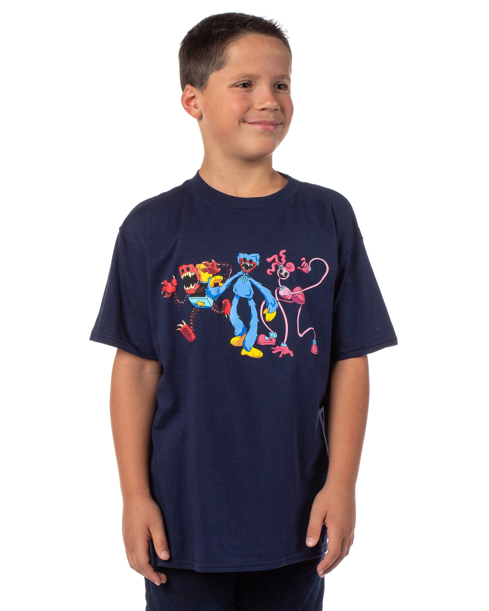 Poppy Playtime Boys' Bad Guys Huggy Mommy Long Legs Boxy Boo T-Shirt