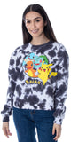 Pokemon Women's Pikachu Bulbasaur Charmander Squirtle Tie Dye Pullover Sweatshirt