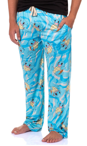 Pokemon Men's Squirtle #007 Water All Over Print Pajama Lounge Pants