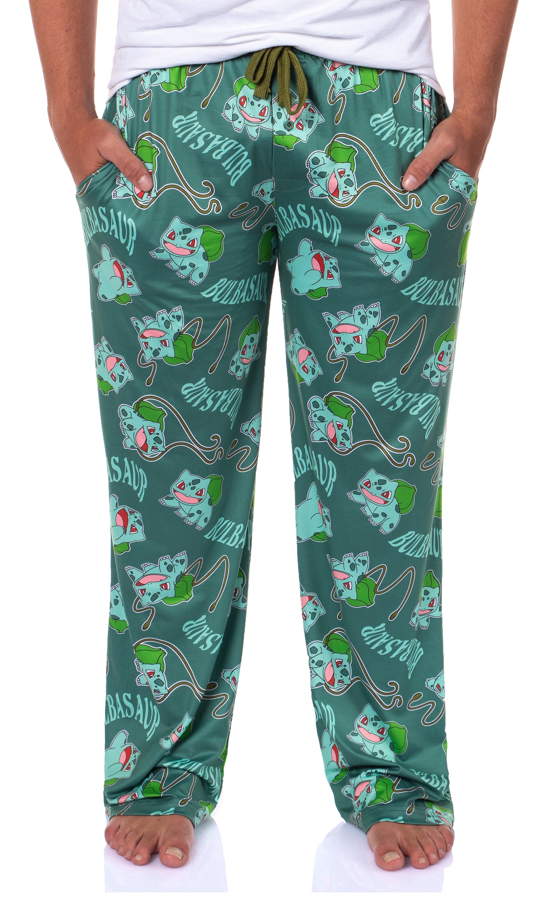 Pokemon Men's Bulbasaur #001 Vine Whip All Over Print Pajama Lounge Pants