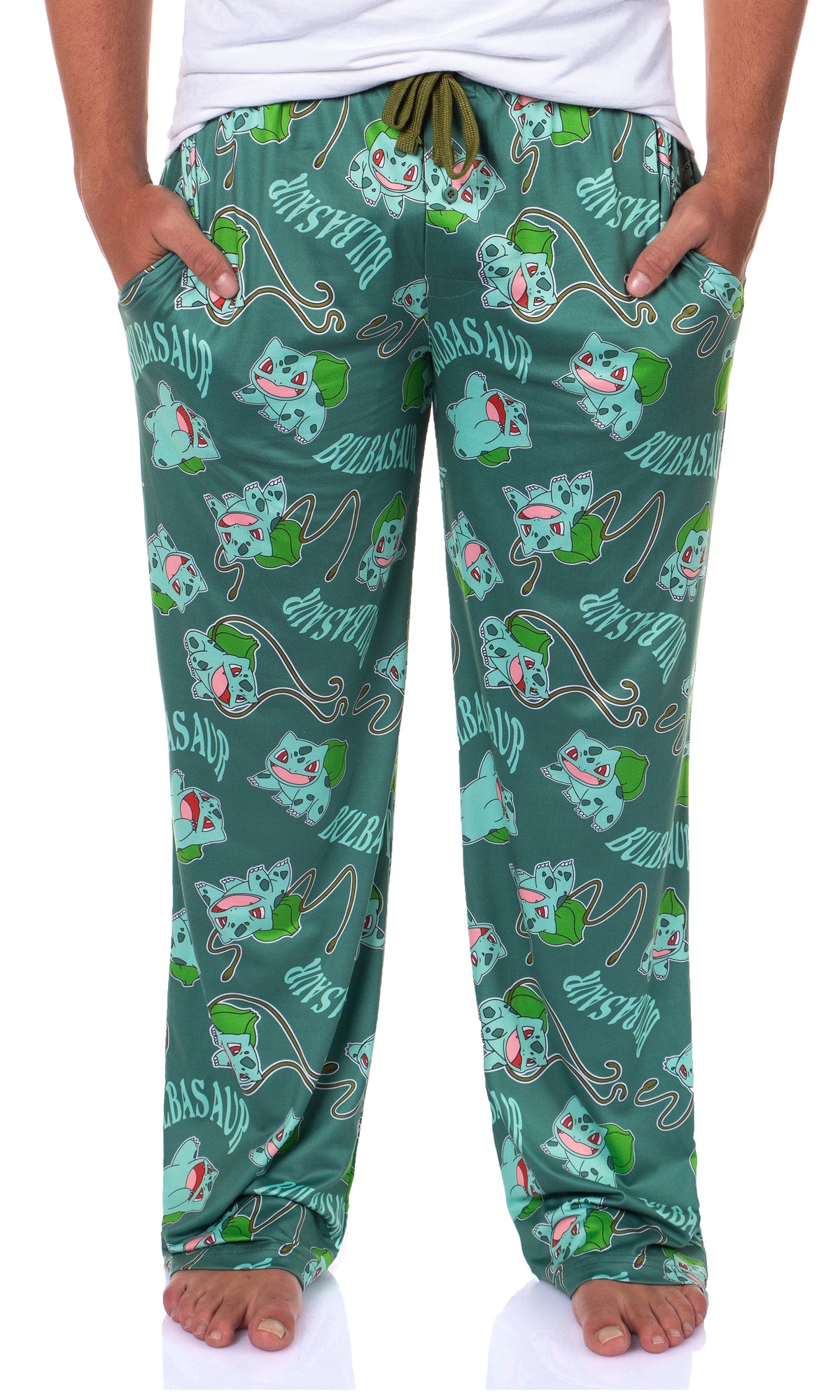 Pokemon Men's Bulbasaur #001 Vine Whip All Over Print Pajama Lounge Pants