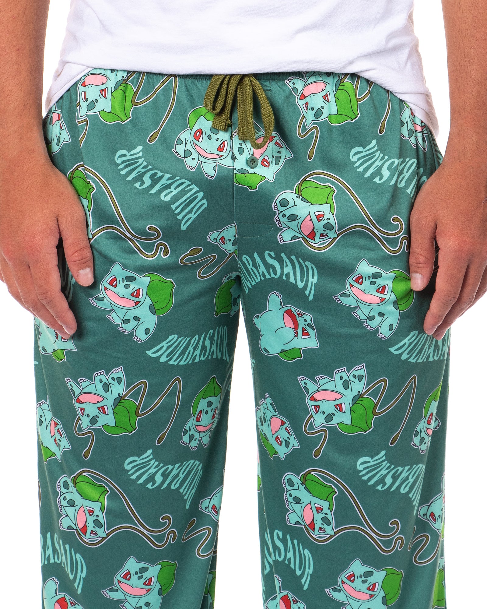 Pokemon Men's Bulbasaur #001 Vine Whip All Over Print Pajama Lounge Pants