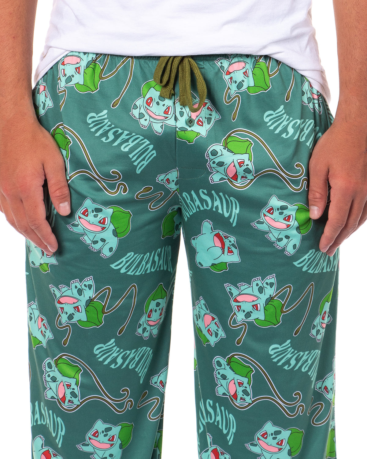 Pokemon Men's Bulbasaur #001 Vine Whip All Over Print Pajama Lounge Pants