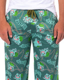 Pokemon Men's Bulbasaur #001 Vine Whip All Over Print Pajama Lounge Pants