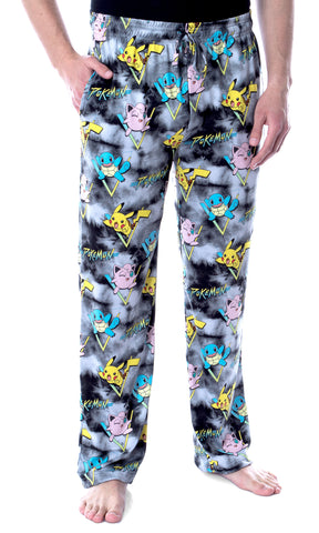 Pokemon Men's Pikachu Squirtle and Jigglypuff Tie Dye Sleep Pajama Pants
