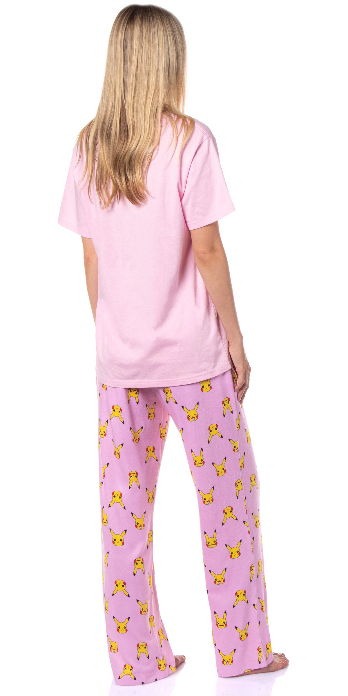 Pokemon Women's Pikachu Faces 2 Piece Shirt and Pants Pajama Lounge Set