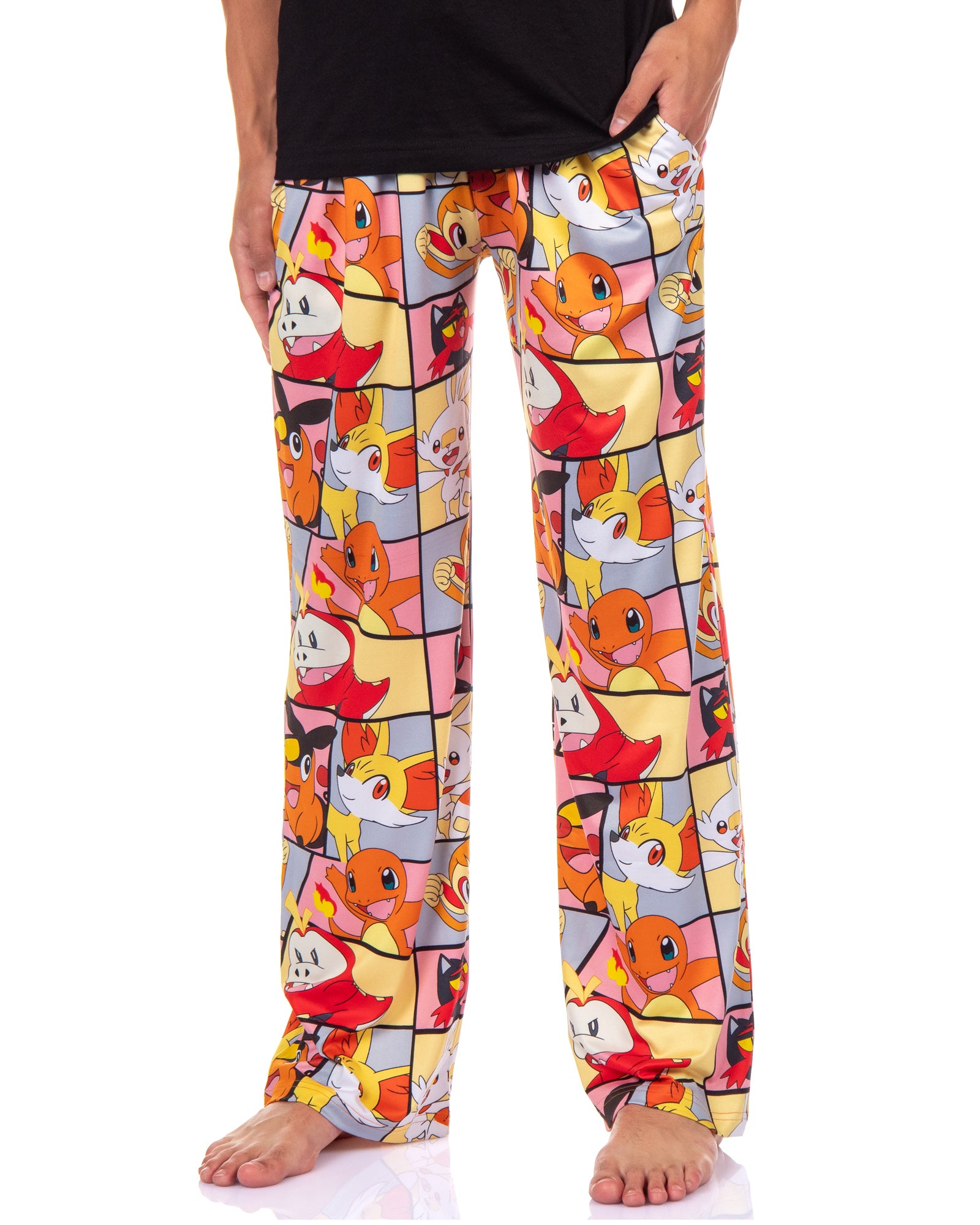 Pokemon Pajama Pants Men's Fire Type Charmander Chimchar Fennekin PJ Bottoms