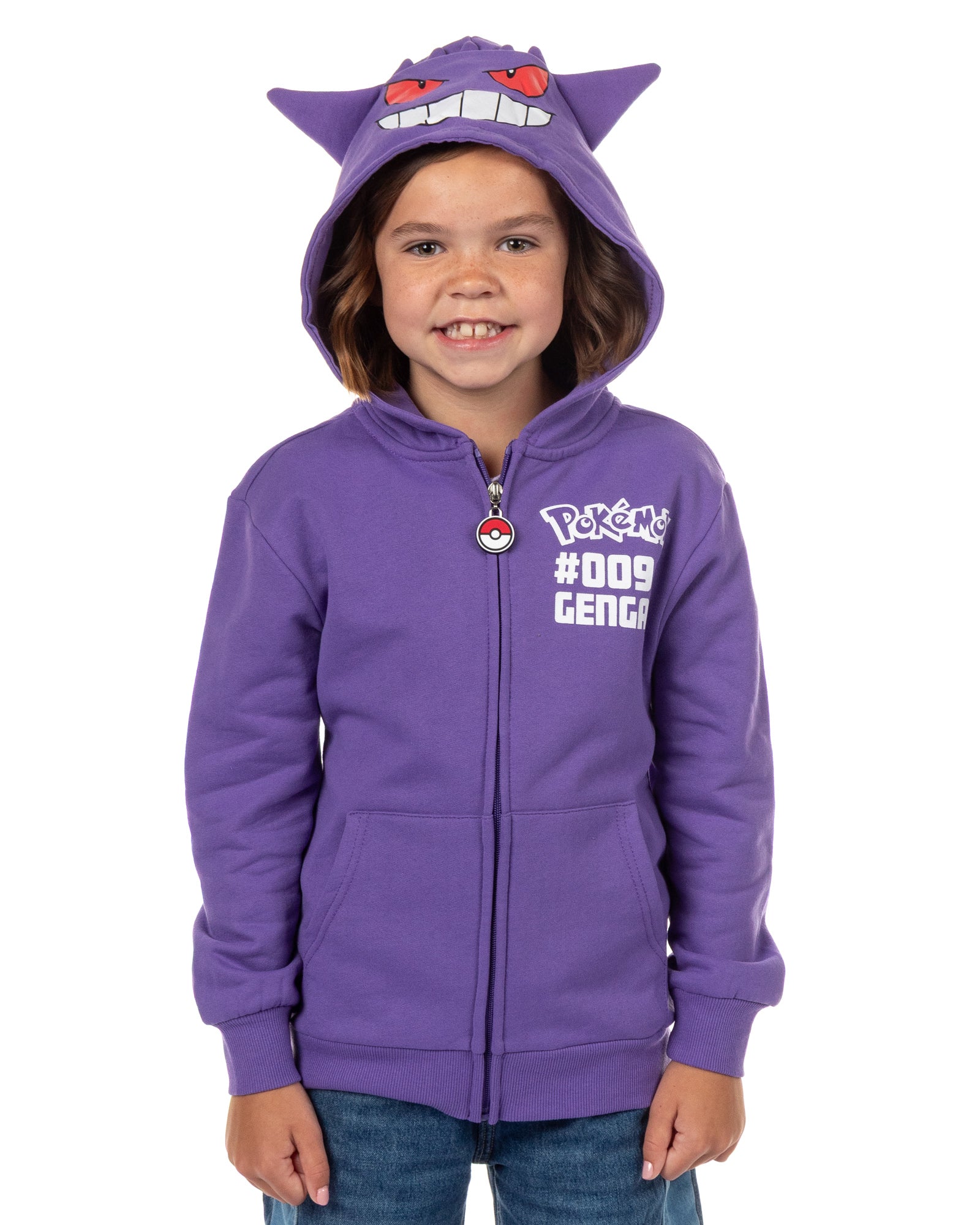 Pokemon Hoodie Kids' Gen 01 Zip-Up 3-D Character Costume Hoodie