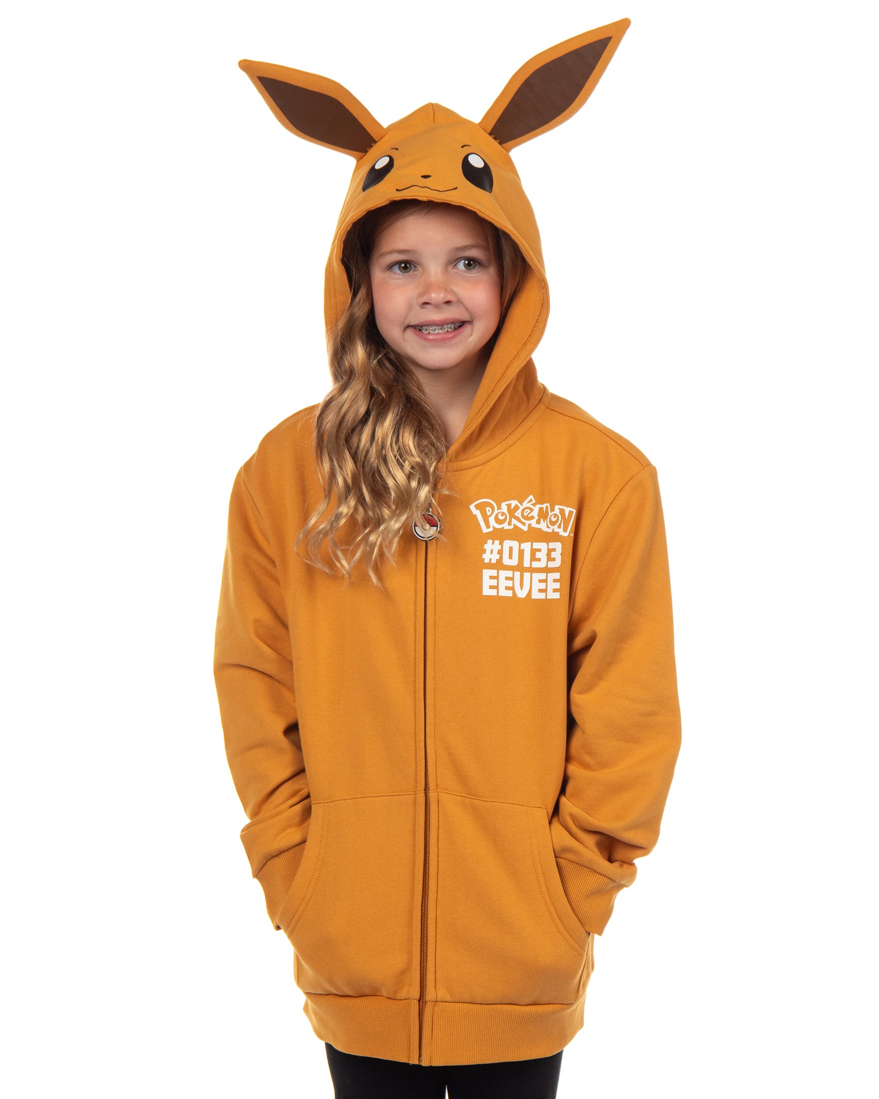 Pokemon Hoodie Kids' Gen 01 Zip-Up 3-D Character Costume Hoodie