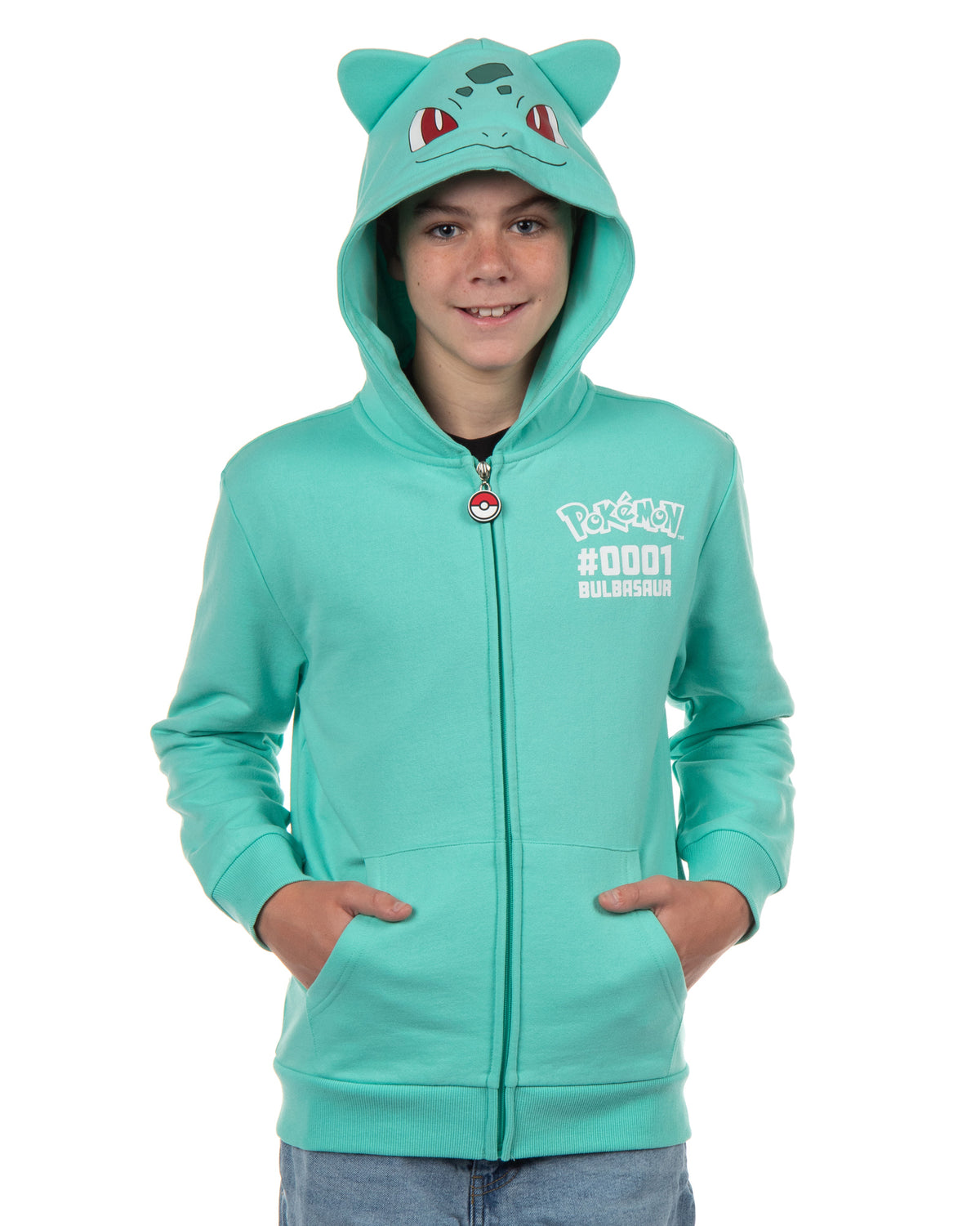 Pokemon Hoodie Kids' Gen 01 Zip-Up 3-D Character Costume Hoodie