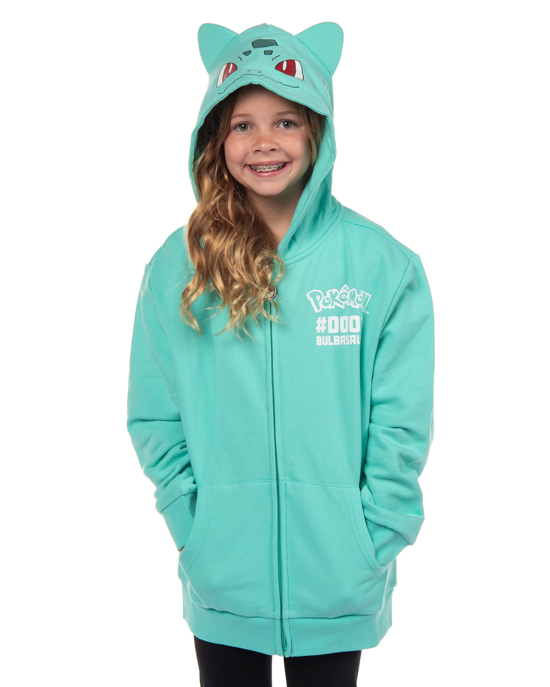 Pokemon Hoodie Kids' Gen 01 Zip-Up 3-D Character Costume Hoodie