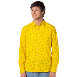 Nintendo Pokemon Pikachu Adult Button Down Long Sleeve Yellow Shirt