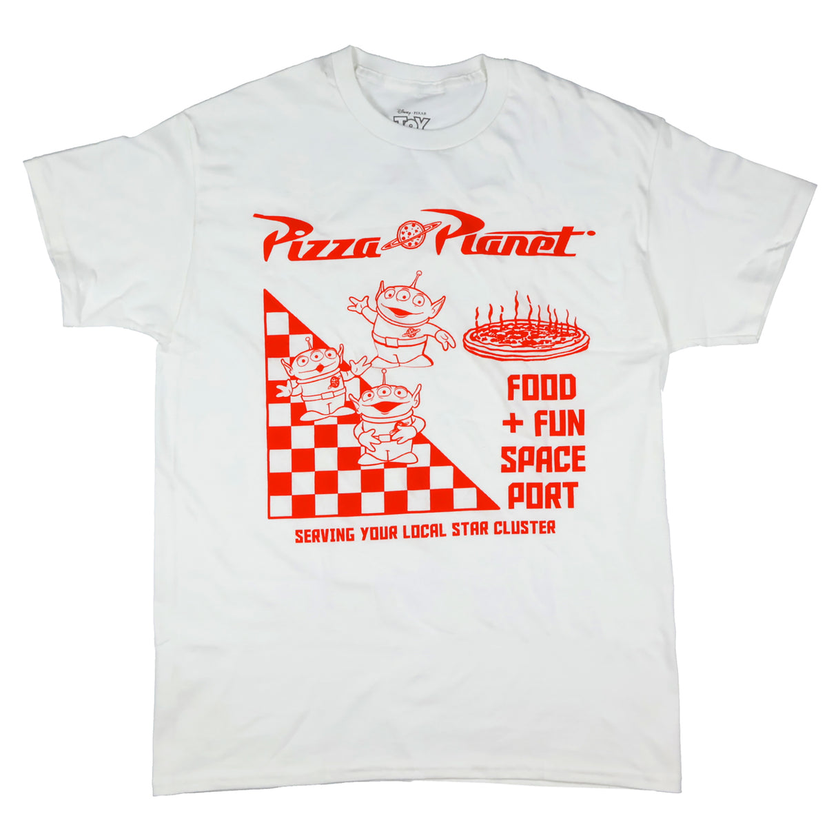 Toy Story T Shirt Men's Pizza Planet Food and Fun Space Port Graphic Tee