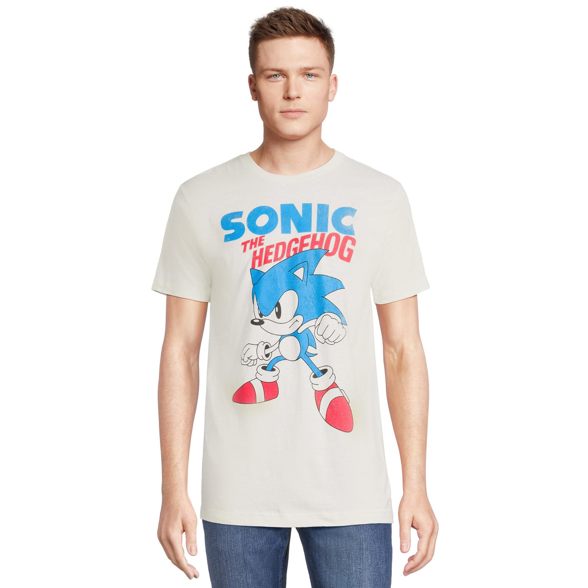 Sonic The Hedgehog T-Shirt Men's Distressed Action Pose Short Sleeve Tee
