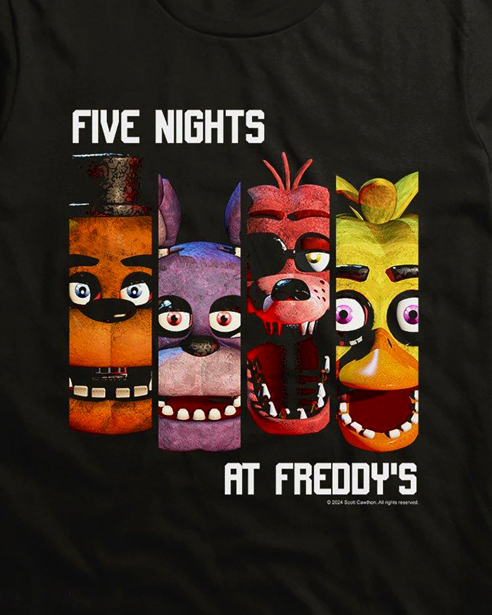 Five Nights At Freddy's T-Shirt Men's Character Columns Horror Game Tee