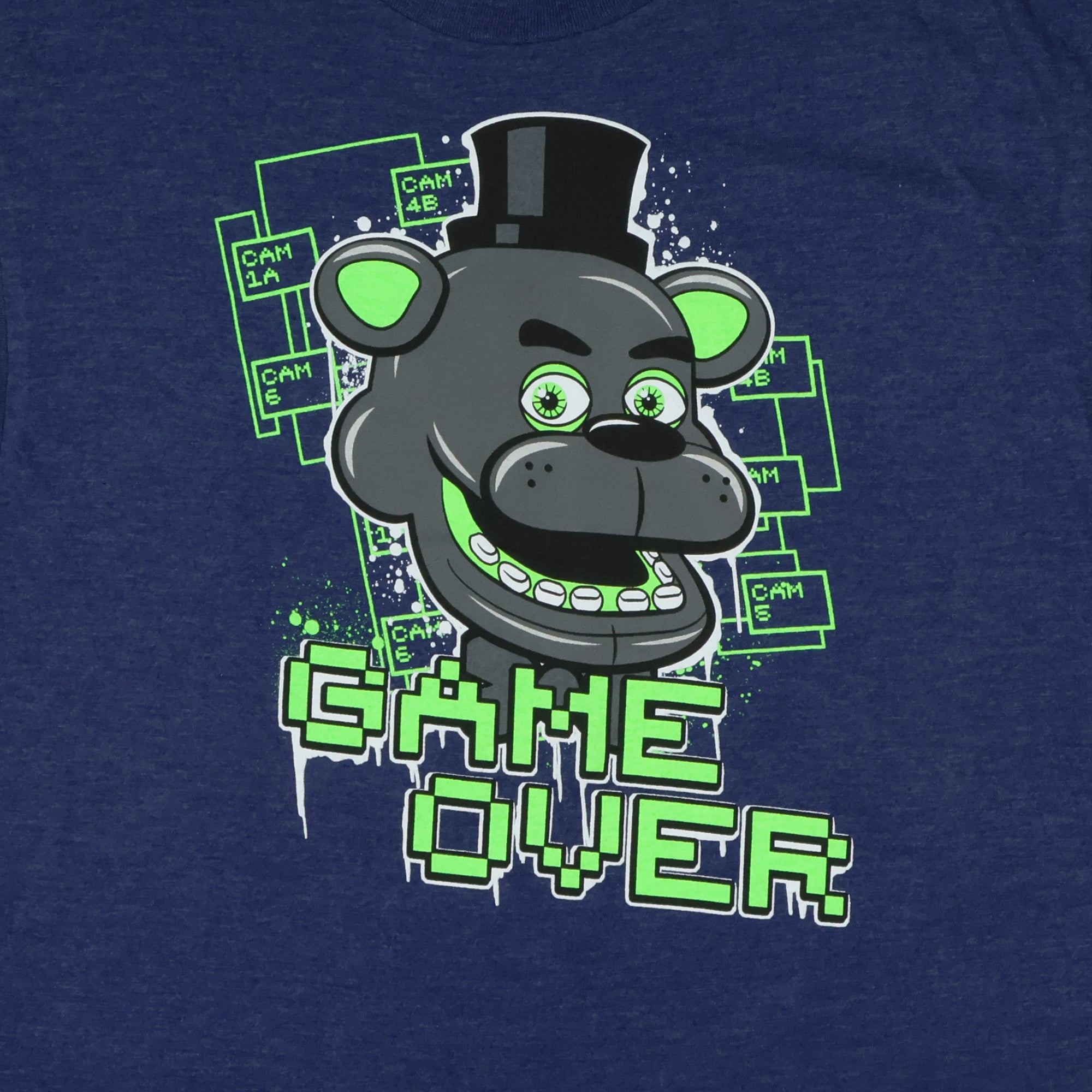 Five Nights At Freddy's T-Shirt Neon Game Over Design Tee