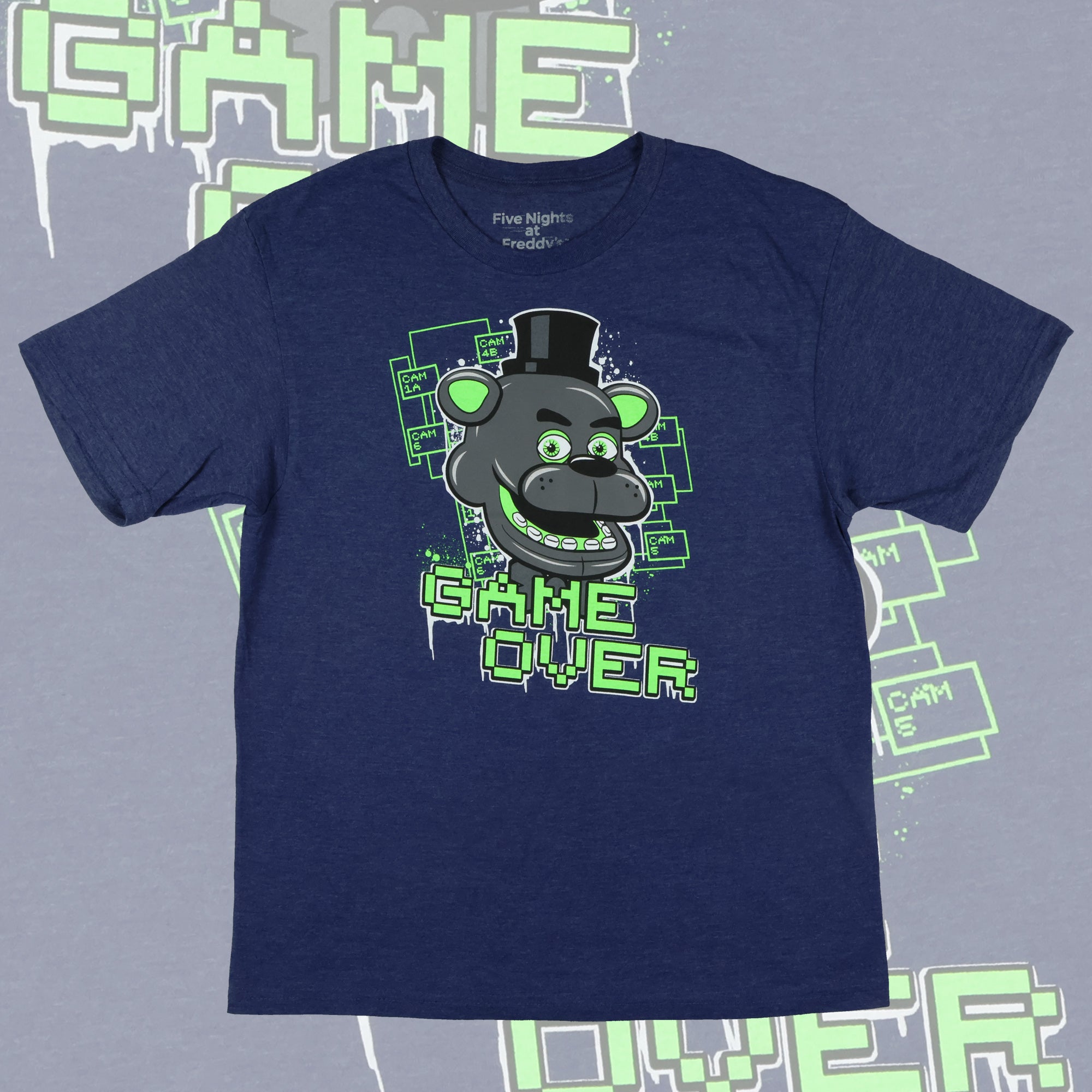 Five Nights At Freddy's T-Shirt Neon Game Over Design Tee