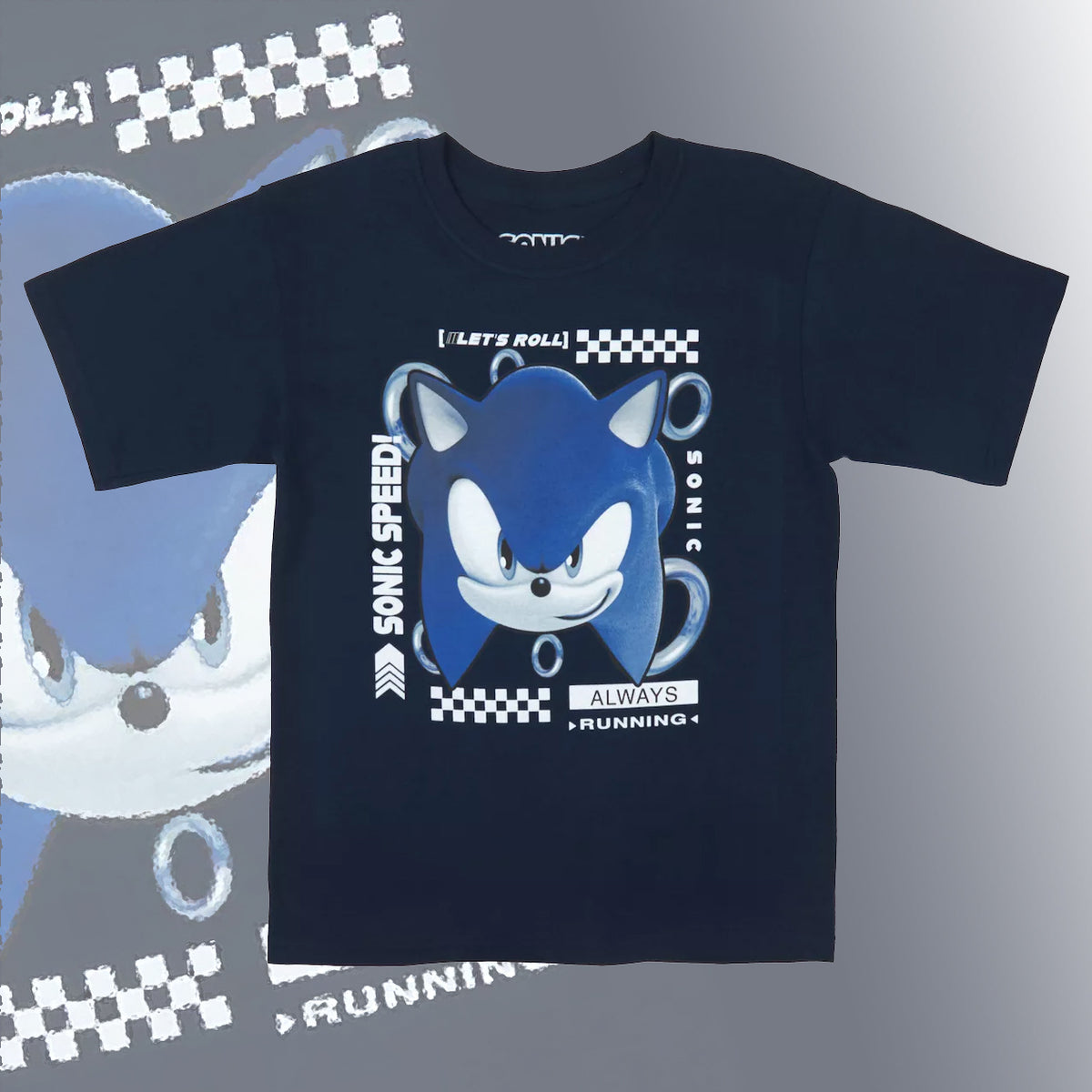 Sonic The Hedgehog Shirt Big Boy's Let's Roll Short Sleeve Graphic Tee