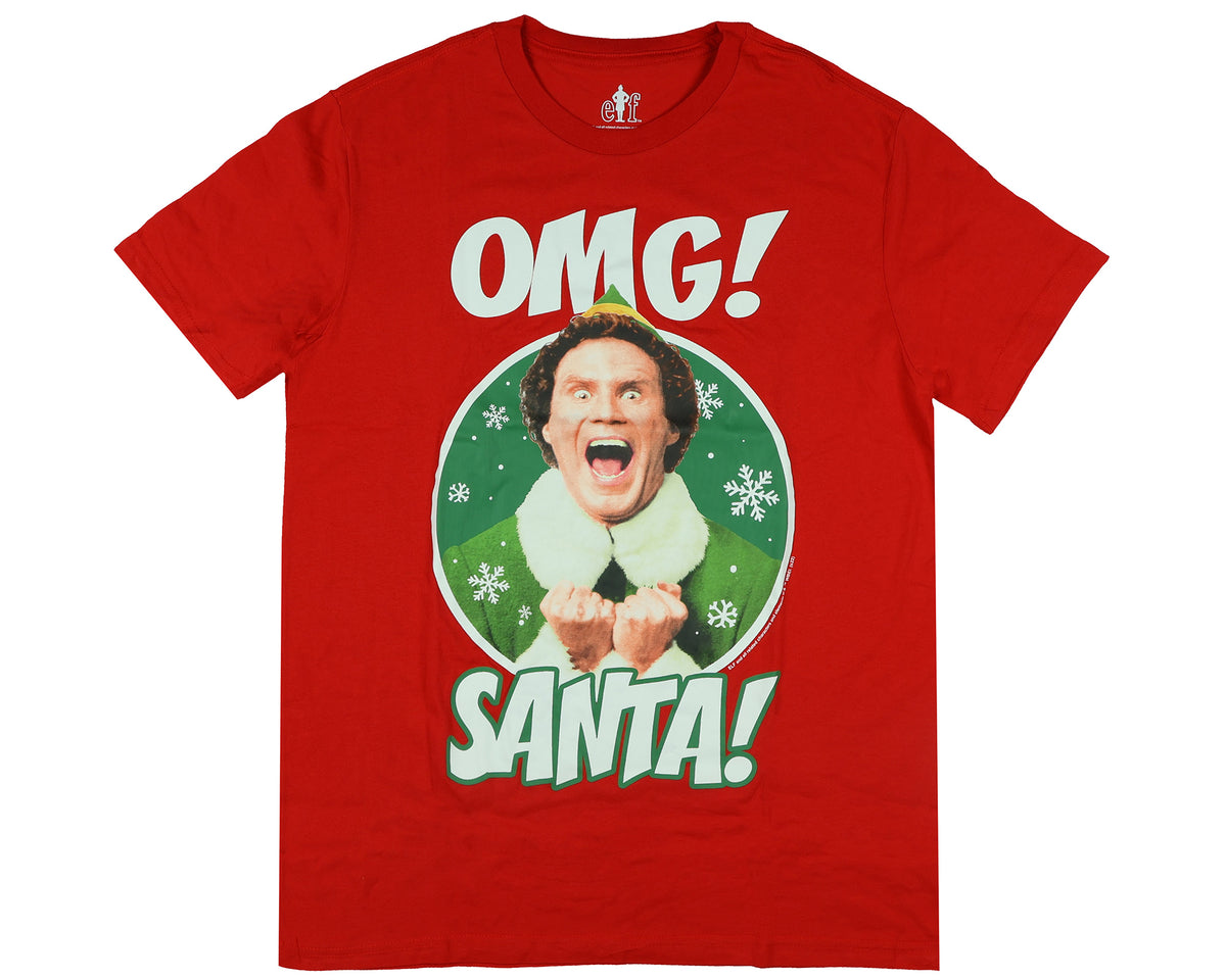 Elf The Movie T-Shirt Men's Buddy OMG Santa! Novelty Holiday-Inspired Tee