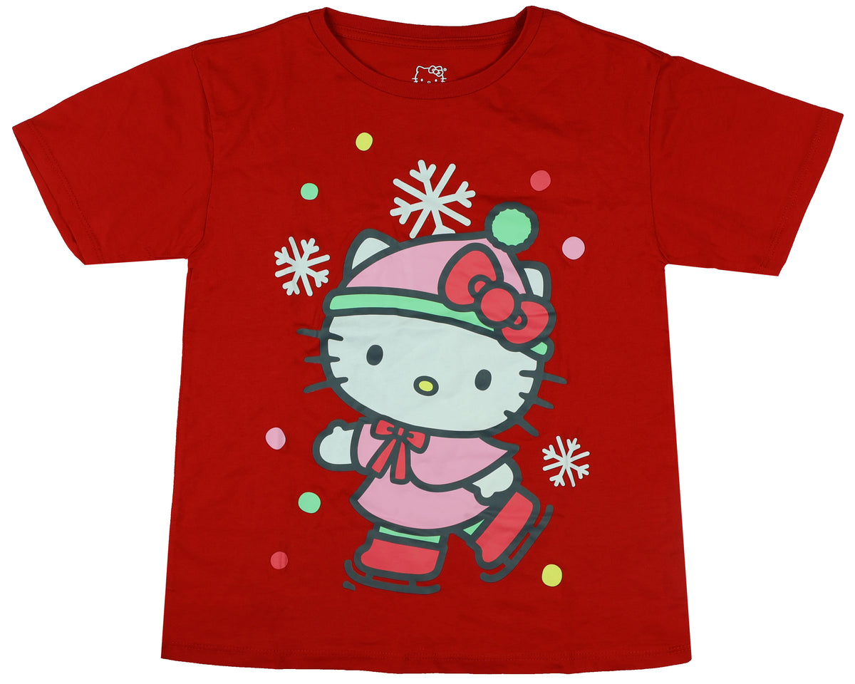 Hello Kitty T-Shirt Girls' Ice Skates and Snowflakes Tee