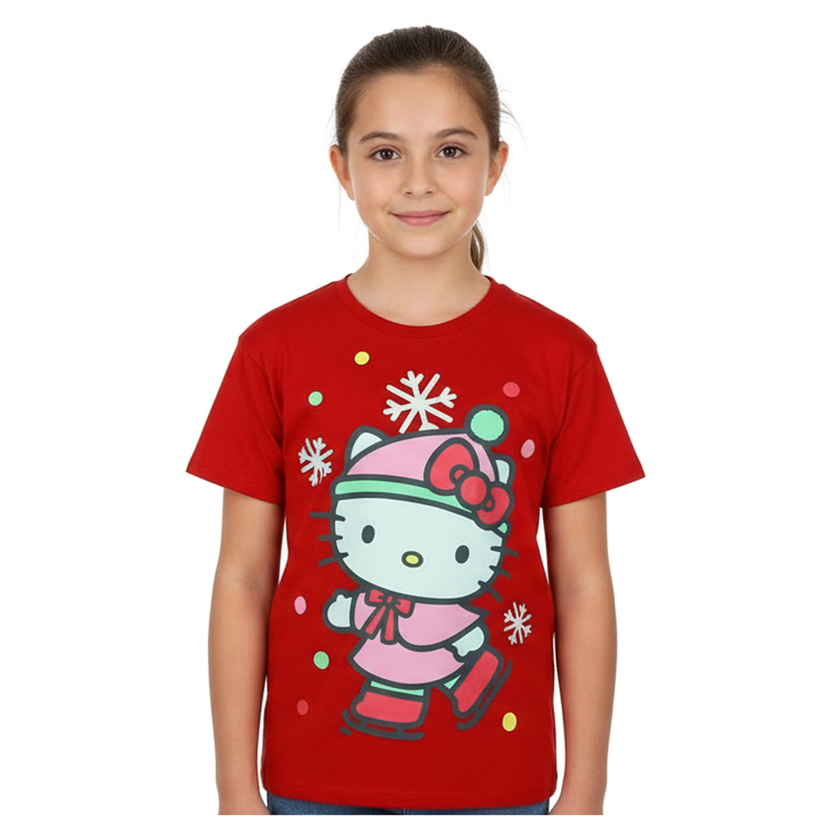 Hello Kitty T-Shirt Girls' Ice Skates and Snowflakes Tee