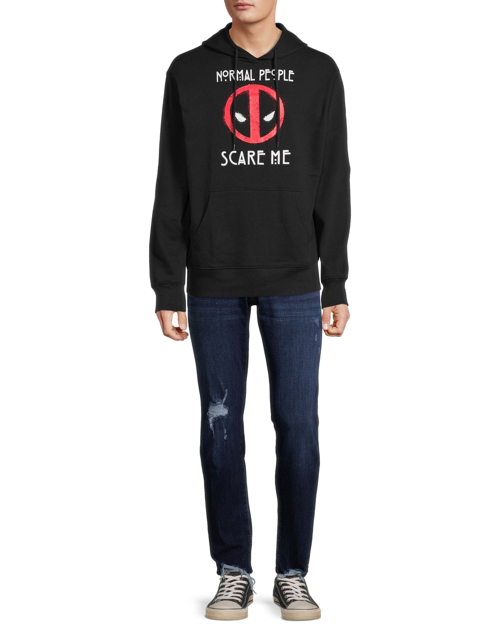 Marvel Deadpool Hoodie Men's Normal People Scare Me Long Sleeve Sweatshirt