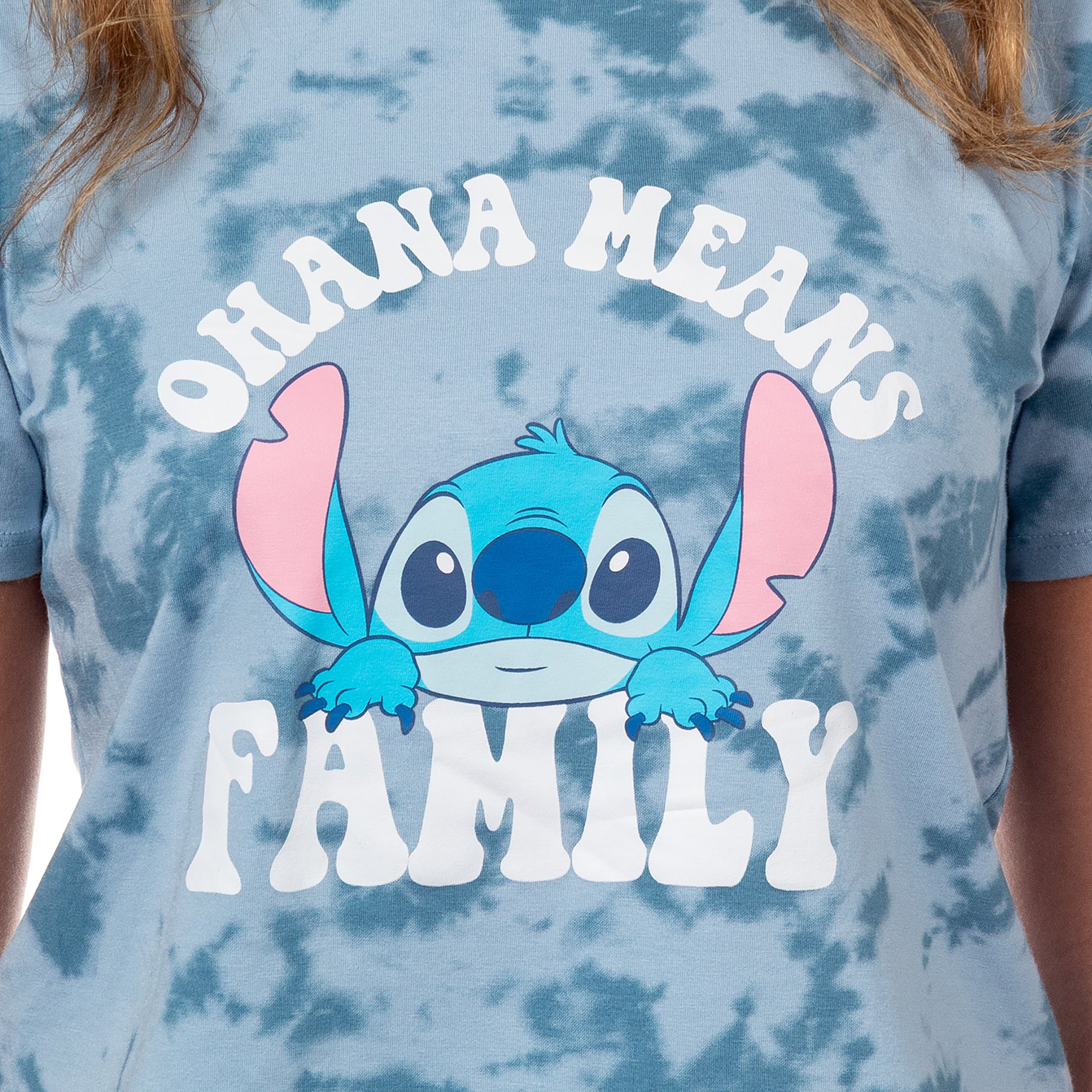 Stitch T-Shirt Women's Ohana Means Family Tie Dye Short Sleeve Graphic Top