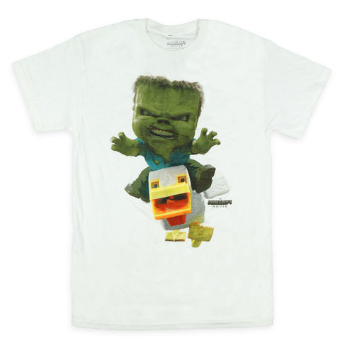 Minecraft Movie T-Shirt Men's Chicken Jockey Short Sleeve Tee