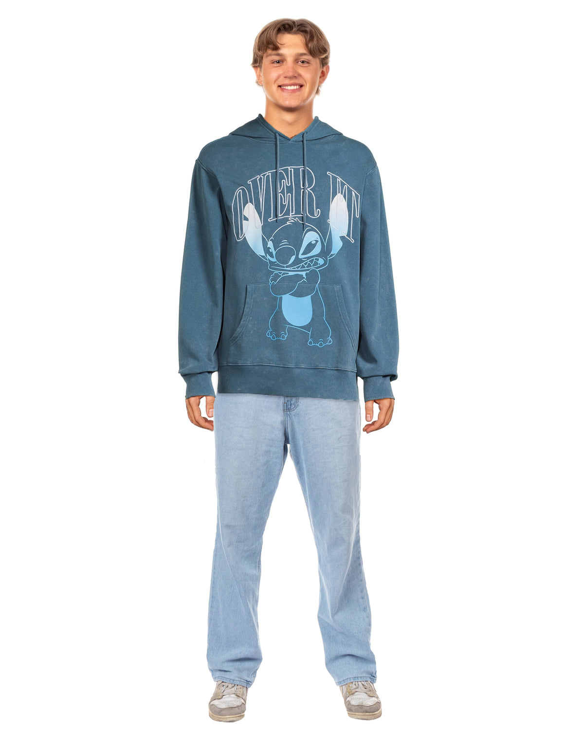 Disney Stitch Hoodie Men's Over It Character Design Pullover Sweatshirt