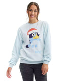 Bluey Women's Super Soft Plush Crewneck Santa Hat Pullover Sweatshirt