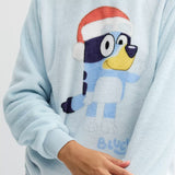 Bluey Women's Super Soft Plush Crewneck Santa Hat Pullover Sweatshirt