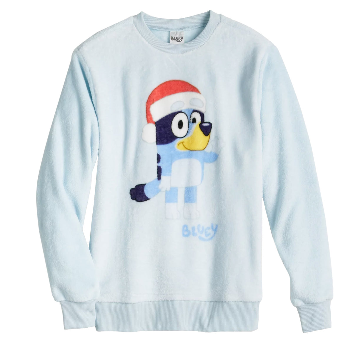 Bluey Women's Super Soft Plush Crewneck Santa Hat Pullover Sweatshirt