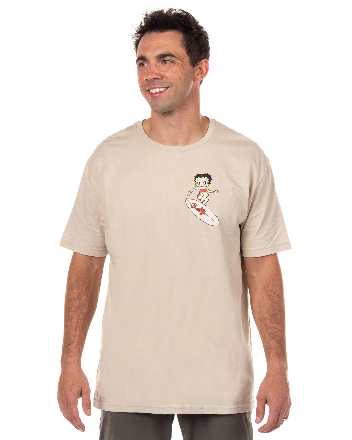 Betty Boop Maliboop T-Shirt Men's Front & Back Surfing Sunset Graphic Tee