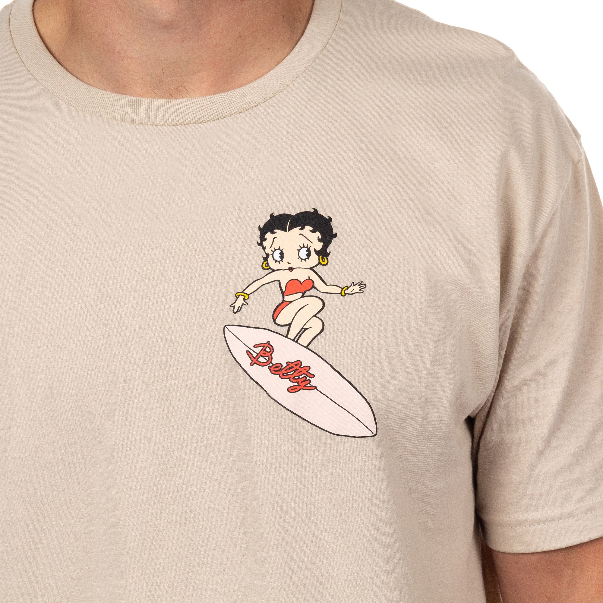 Betty Boop Maliboop T-Shirt Men's Front & Back Surfing Sunset Graphic Tee