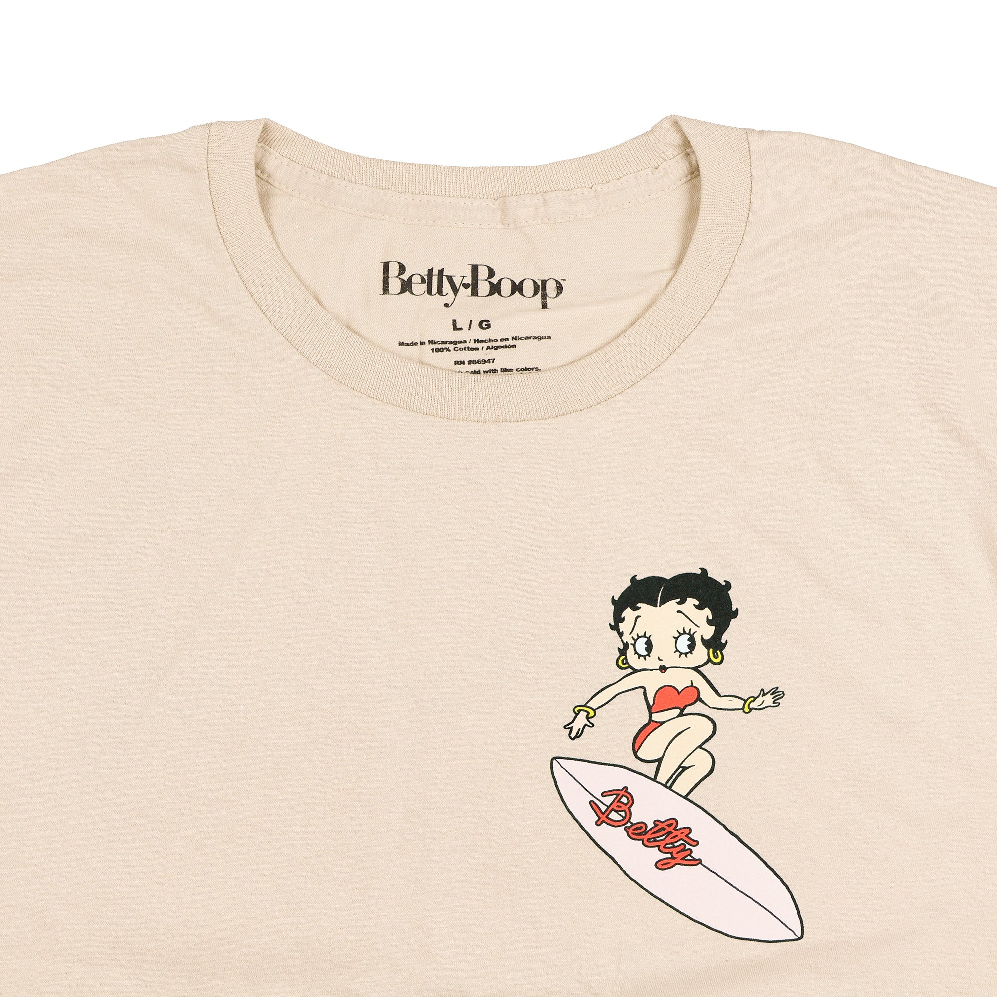 Betty Boop Maliboop T-Shirt Men's Front & Back Surfing Sunset Graphic Tee