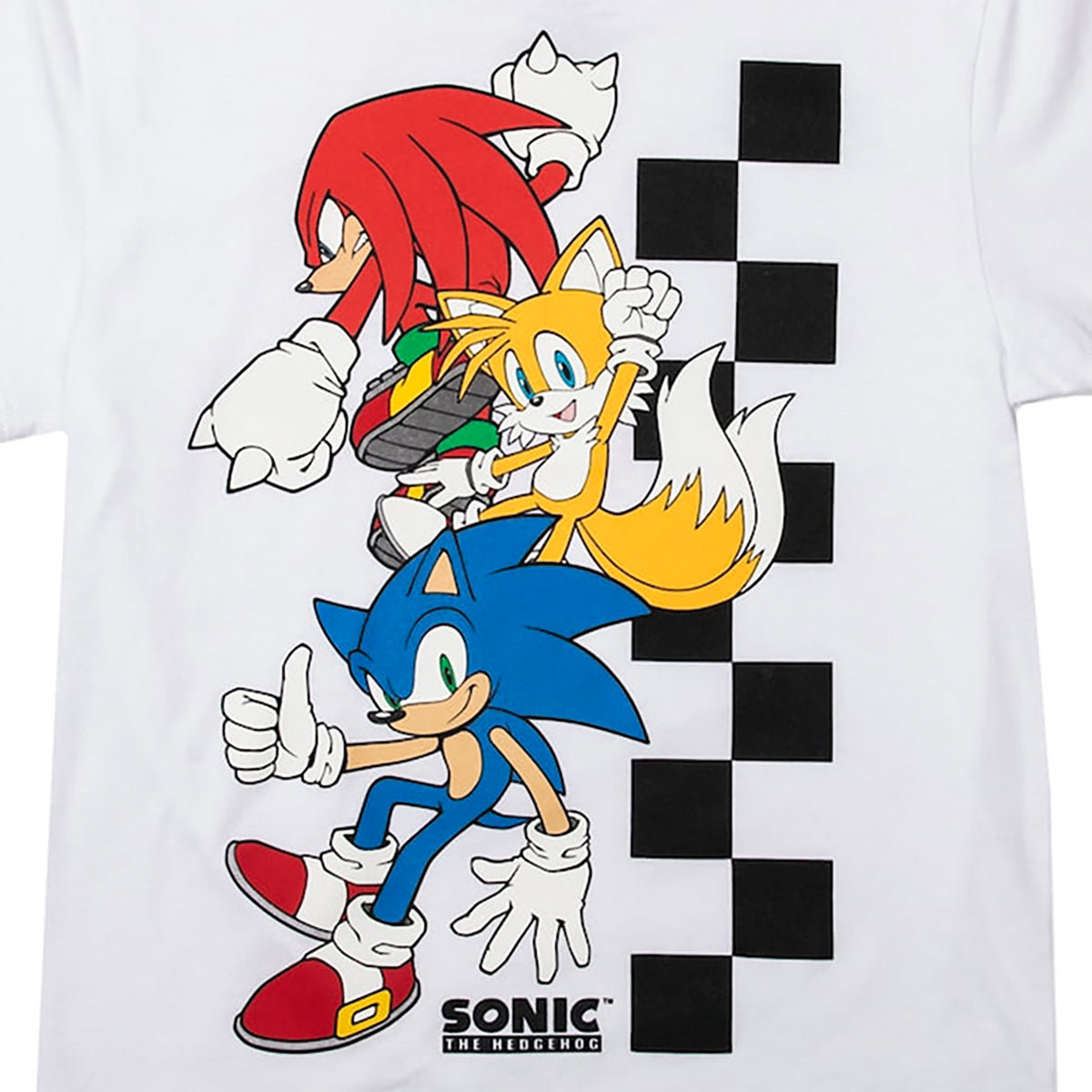 Sonic The Hedgehog Boys' T-Shirt With Sonic, Tails, Knuckles & Racing Flag