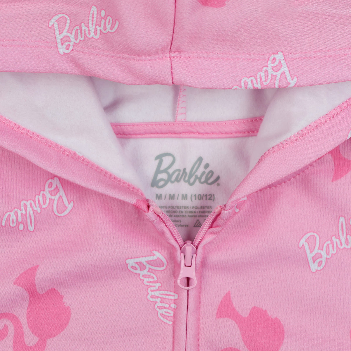 Barbie Hoodie Girls' Logo Design Full-Zip Hooded Sweatshirt