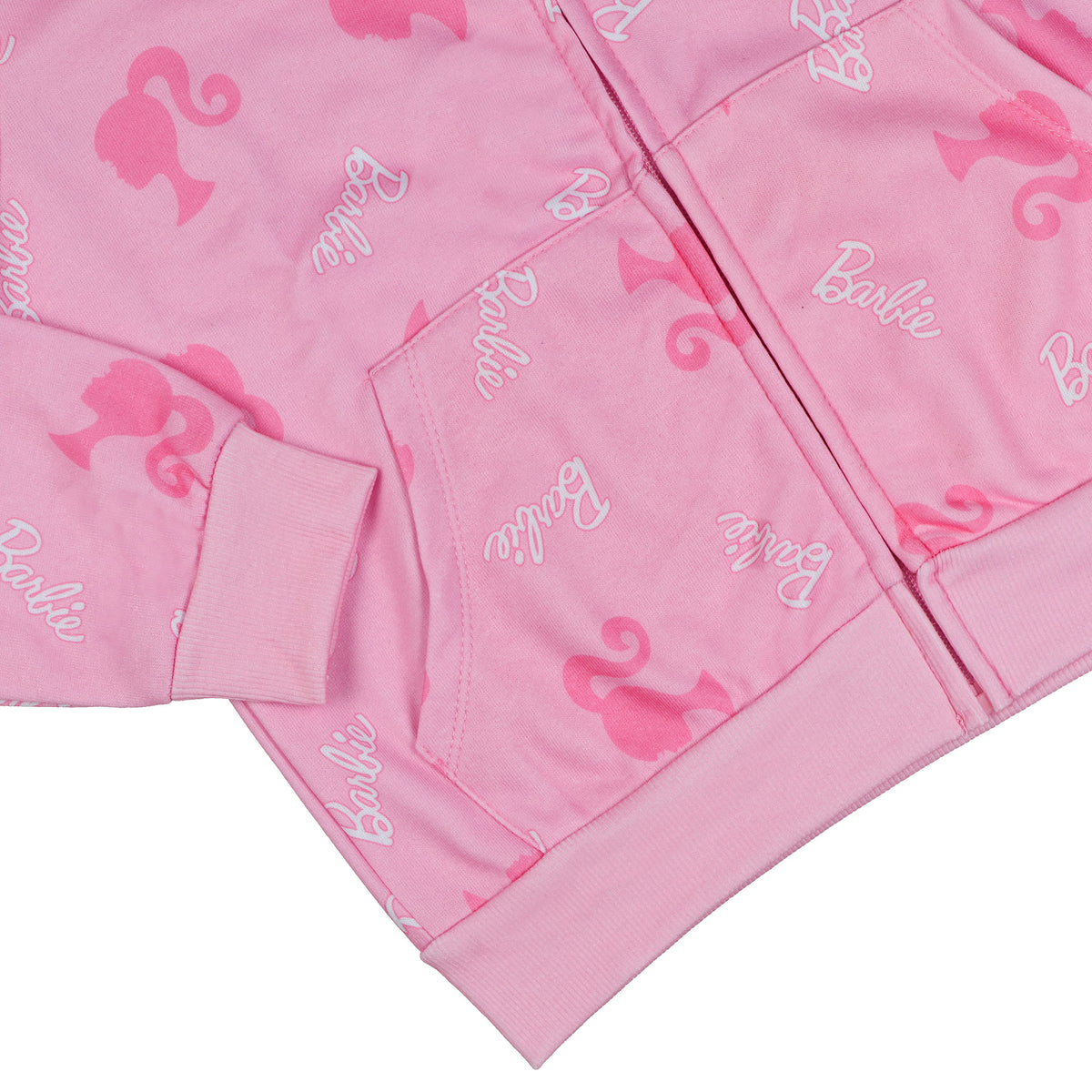 Barbie Hoodie Girls' Logo Design Full-Zip Hooded Sweatshirt